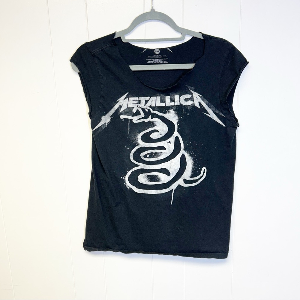 Metallica Black Snake Graphic Sleeveless 100% Cotton Tee Small